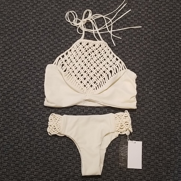 💕MIKOH💕 Macrame Woven Bikini Set ~ Bone M/XL - Picture 14 of 16